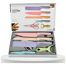 Set De Cuchillos Tijeras Pelador Color Tonos Pastel