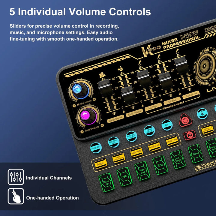 Hosabely Mezclador De Audio Con Efectos, Tarjeta De Sonido .