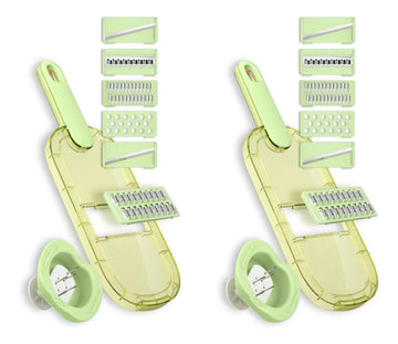 Combo X2: Pelador Y Rallador Verduras Protector 6en1 Chefmas Verde