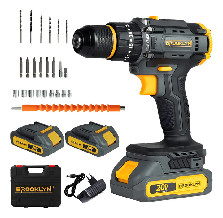 Taladro Brooklyn Inalambrico 50/60 Hz + 2 Baterias 20v Taladro Percutor