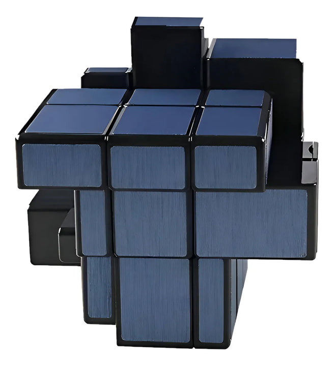 Cubo Rubik 3x3 Mirror Qiyi Espejo Azul Acero Cuerpo Negro 5.6cm