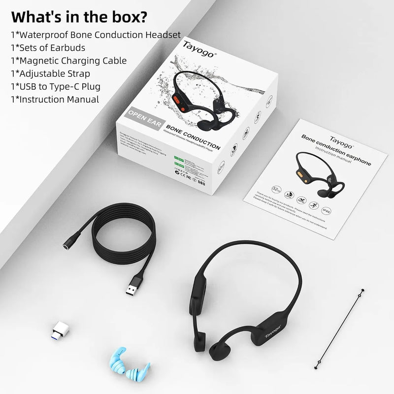 Auriculares Impermeables Tayogo - Conductor Óseo 32g