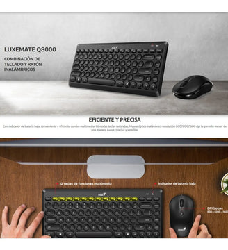 Combo Mini Teclado Y Mouse Portatil Inalambrico Q8000 Genius Color del teclado Negro