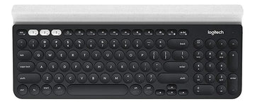 Teclado bluetooth Logitech QWERTY español latinoamérica color negro y blanco