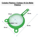 Colador Plástico / Cedazo 16 Cm Malla Gruesa Multicolores