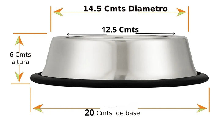 Plato Comedero Gato / Perro Acero Inox. 12.5 Cmts Diametro Plateado