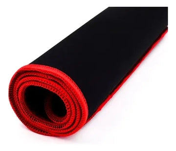 Mouse Pad Gamer Xl Para Pc Antideslizante Alfombrilla Cosida Negro Con Rojo Liso