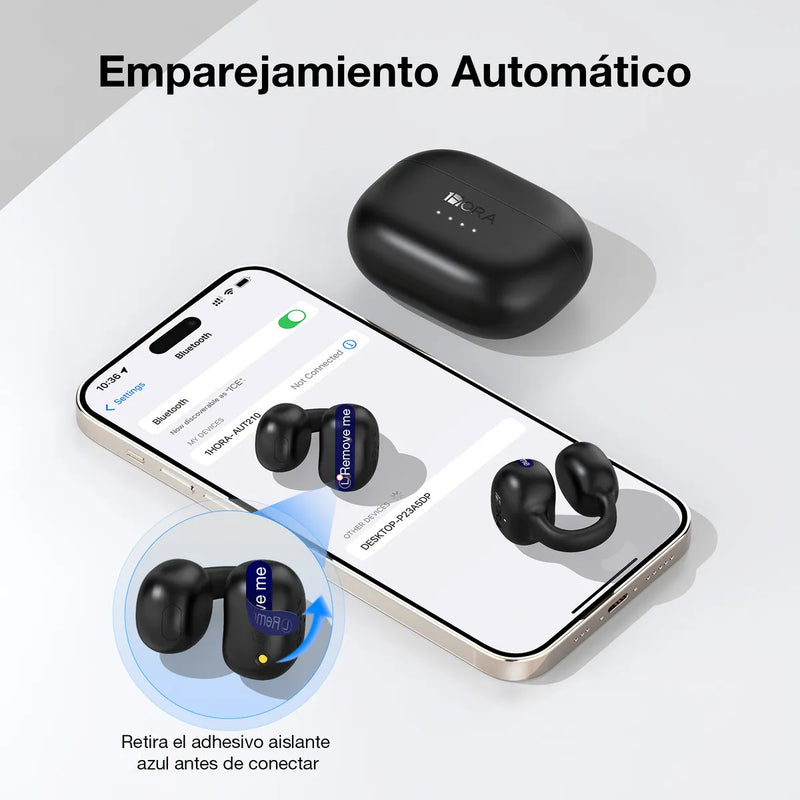 Audifonos Inalambricos Clip-ear 1hora Aut210 Auriculares Con Negro