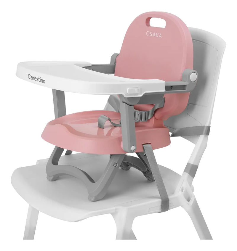 Silla De Comer Bebé Carestino Osaka Booster Rosa Altura Adaptable con Bandeja Extraíble