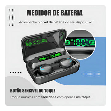 Audifonos Bluetooth Inalambricos Tactiles Led Tws F9-5 Color Negro