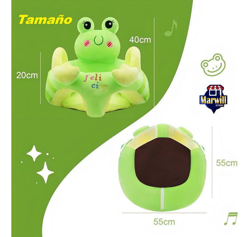 Sofá Almohada Asiento Cojin Silla Rana Aprender Sentar Portátil Felpa Suave Fácil Limpiar Seguro Cómodo Apoyo Perfecto Lindo Soporte Estable Mantener Postura Diseño Práctico Diversión Interactiva Bebé