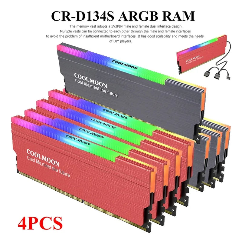 Disipador De Calor Para Ram Con Rgb 5v 3 Pines Ram Cooler