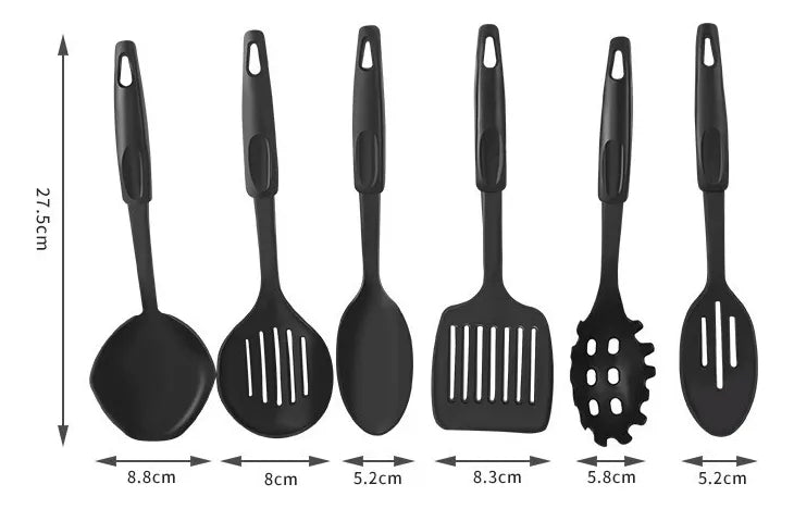Set De Utensilios De Cocina Ollas Y Sartenes 13 Piezas Negro