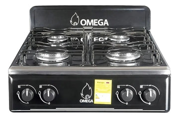 Estufa De Sobremesa 4 Puestos Omega Quemador Pesado Aluminio Color Gas Natural