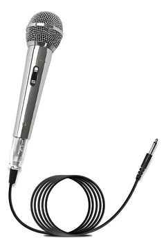 Microfono Profesional Metalico, Cable De 4 Metros Plug 6.3mm Plateado