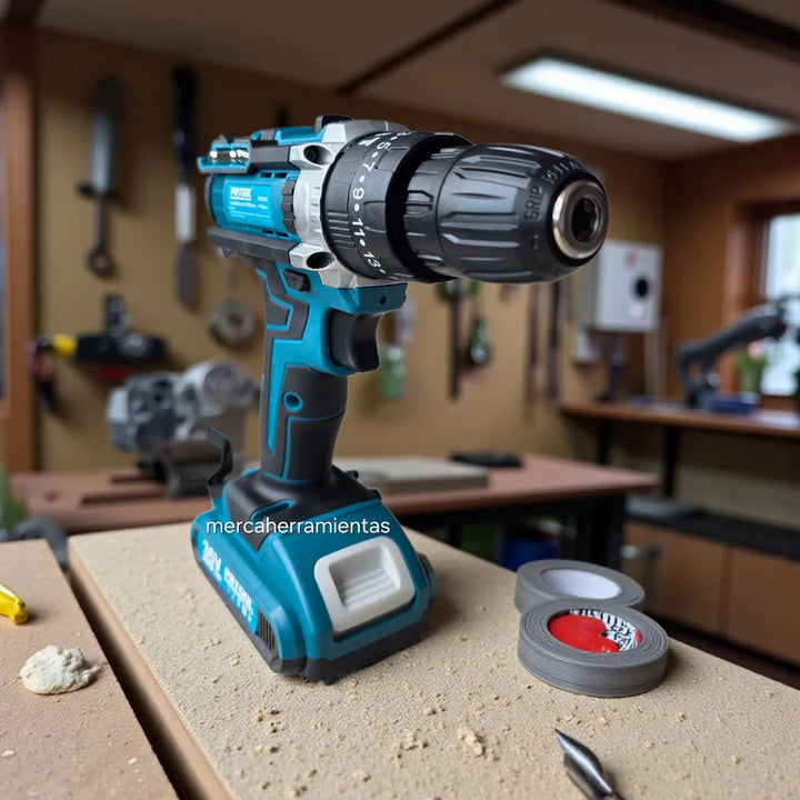 Taladro Atornillador Inalámbrico 24v Percutor 10mm 2 Pilas - Azul Acero - 50hz/60hz