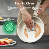 Juego De Ollas Sartenes Antiadherentes De Cerámica,no Tóxico Blanco