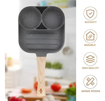 Sartén multiusos 3 en 1 con separadores para huevos y hamburguesas, color gris