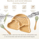 Set De Platos De Bambú Antideslizante Y Silicona Para Bebés