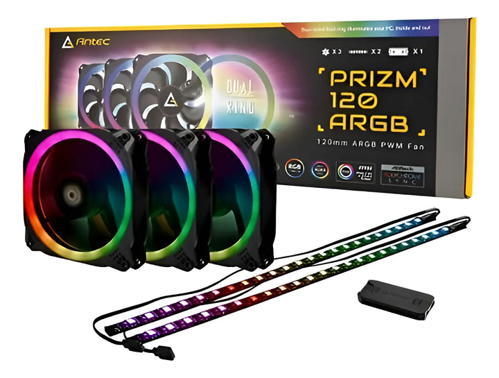 Kit Ventiladores Antec Argb 120mmx3/2xtiras/controlador