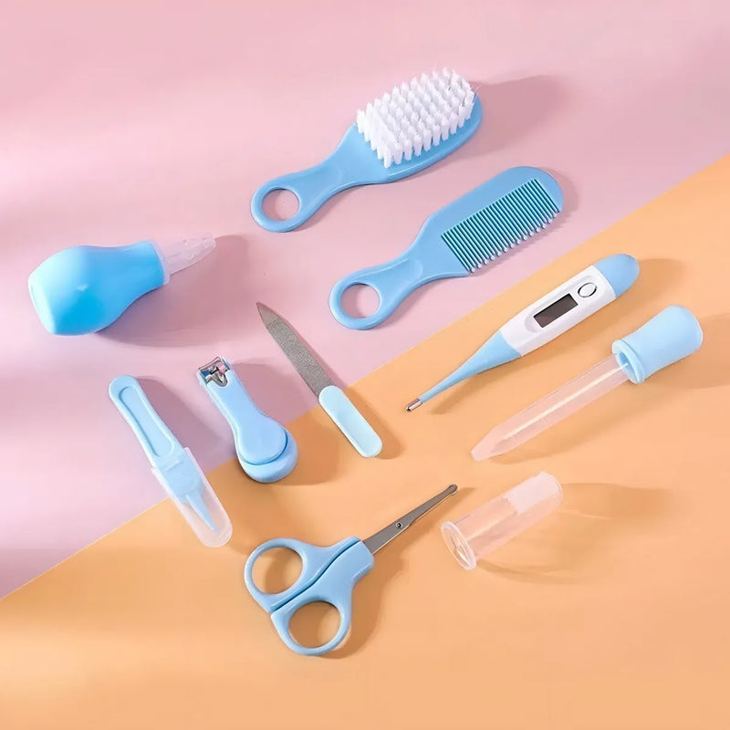 Kit de Higiene para Bebé Recién Nacido 10 Piezas Cepillo Peine Termómetro Color Azul