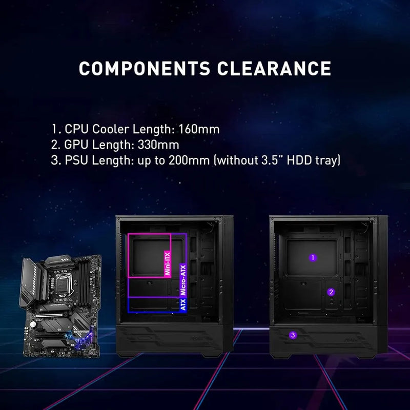 Msi Mid-tower Pc Gaming Case Panel Lateral De Vidrio Templad Black