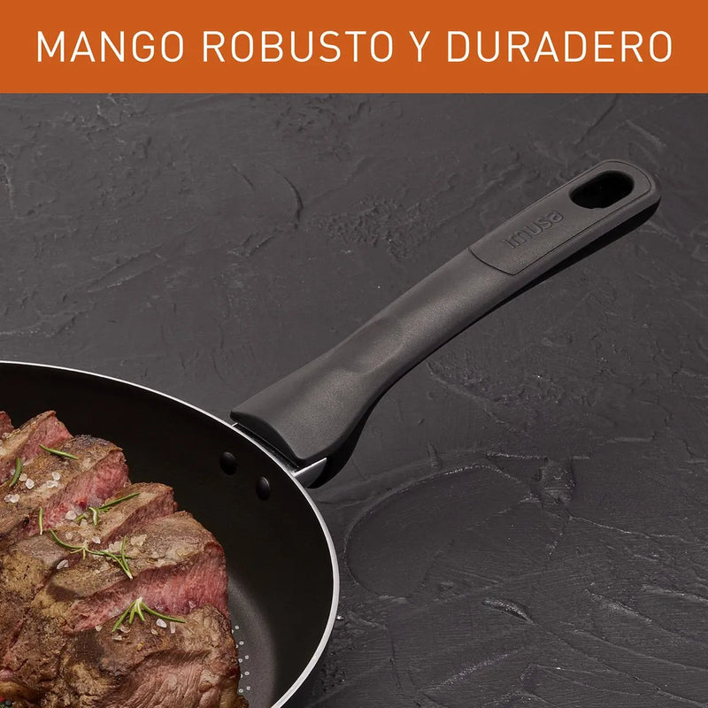 Sartén Alto 24 Cm Tapa De Vidrio Hard Titanium Imusa