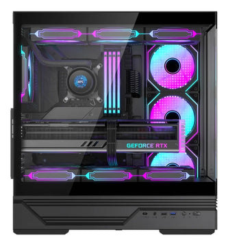 Chasis Gabinete Iceberg Crystal Gx Black X4 Fans Argb Usb C Negro
