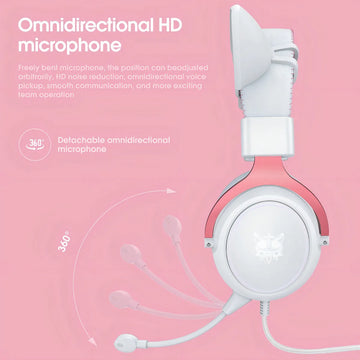 Audifonos Gamer Onikuma X10 Orejas Blancos Con Rosado Rgb Color Blanco