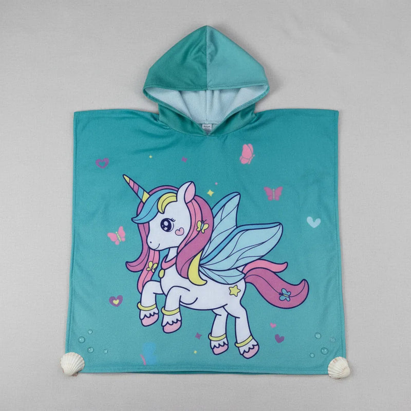 Toalla Con Capucha Poncho Niños Piscina Playa Natación Suave