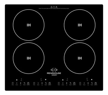Estufa De Induccion 4 Puestos Empotrable + Bateria 15 Piezas Negro/plateado