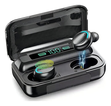 Audífonos in ear inalámbricos F9 negro con luz LED