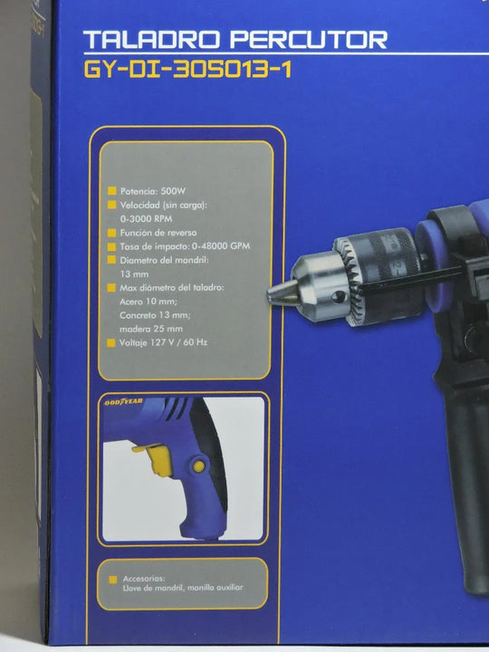 Taladro Percutor Goodyear 500w Gy-di-305013-1 Azul 60 Mhz