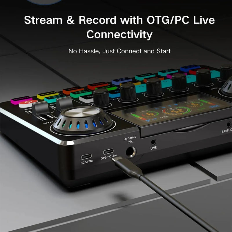 Mezclador De Tarjetas De Sonido En Vivo Con Bt Y Cambiador D