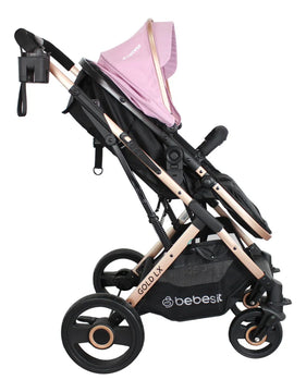Coche De Bebé Bebesit Gold Lx Tipo Moisés Rosado Chasis Negro