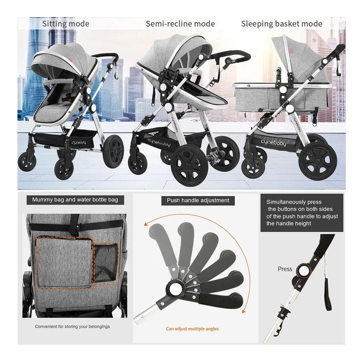 Coche De Bebe Para Recien Nacidos 2 En 1 Con Moisés 0 Meses Gris