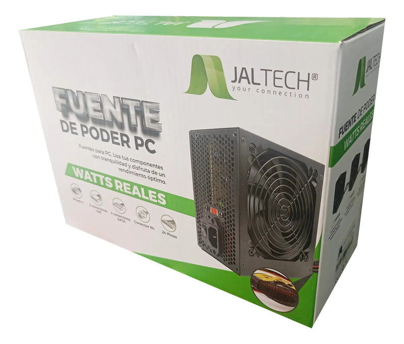Fuente De Poder De 500 Watts Reales Jaltech Negro