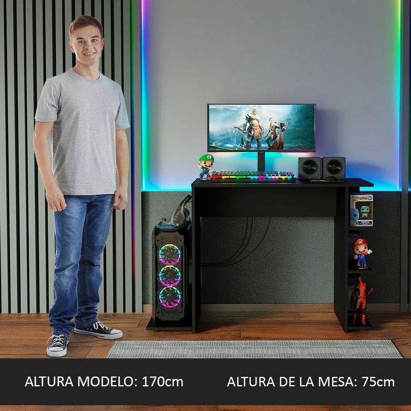 Escritorio Gamer Madesa 9414 Para Pc Y Consola Color Negro