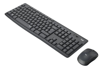 Kit de teclado y mouse inalámbrico Logitech MK295 Español Latinoamérica de color negro