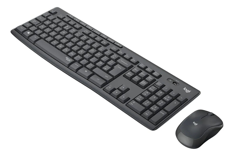 Kit de teclado y mouse inalámbrico Logitech MK295 Español Latinoamérica de color negro