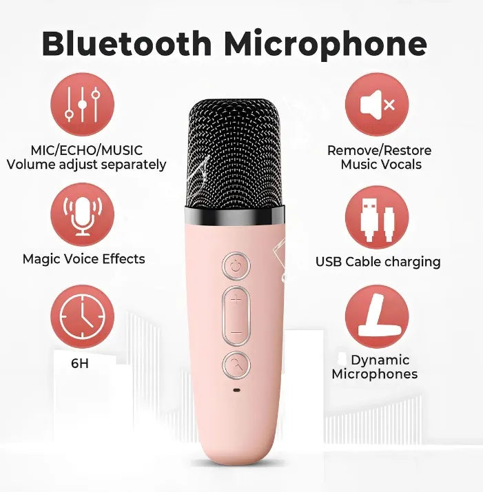 Mini Parlante Karaoke Rosado _azul