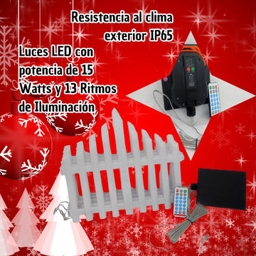 Set Kit Cerca Valla Plástica Luz Solar Automática Led Decoración Navideña Delimitar Sendero Cerramiento División Borde Jardín Finca Patio Nocturno Mágico Confiable Duradero Exterior 1.75 Metros