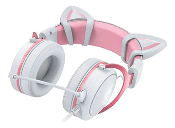 Audifonos Gamer Onikuma X10 Orejas Blancos Con Rosado Rgb Color Blanco
