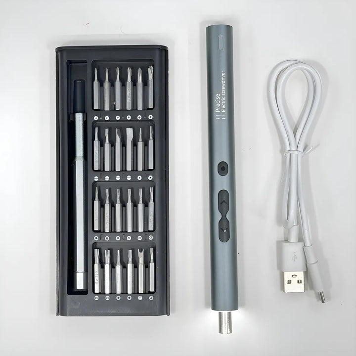 Destornillador Eléctrico Recargable Para Celular Cámara Pc Gris Oscuro