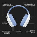 Logitech G435, Diadema Gamer Inalámbrica + Bt / Pc, Ps5 - Bl Color Blanco crudo/Lila