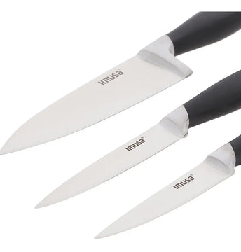 Set 3 Cuchillos Chef Multiusos Imusa 5861030379 Color Negro