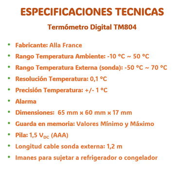 Termómetro Digital Alla Tm804 Con Certificado De Calibración