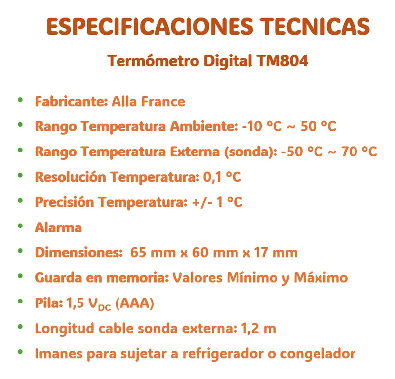 Termómetro Digital Alla Tm804 Con Certificado De Calibración