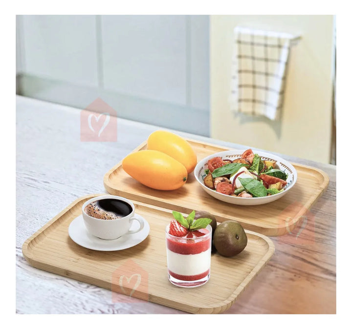 Bandeja De Bambú Para Servir Alimentos Mesa Y Cocina Lisa Madera