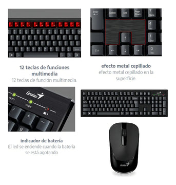 Combo Inalámbrico Teclado Y Mouse Genius Km 8101 Color del teclado Negro
